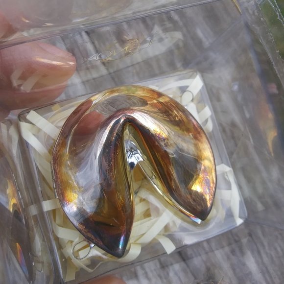 Lenox Silverplated Faux Gold Fortune Cookie Gift Of Love Marriage Proposal - Picture 13 of 15